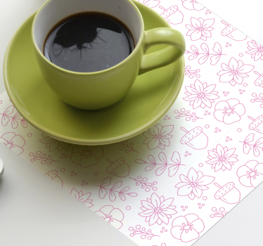 Bases para copos com padrão floral em linha - TenStickers