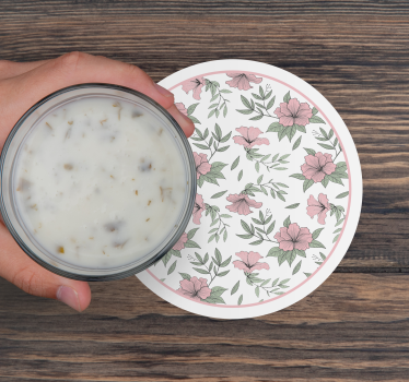 Bases para copos com padrão floral redondo - TenStickers