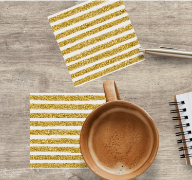 Bases para copos com padrão listrado de glitter - TenStickers