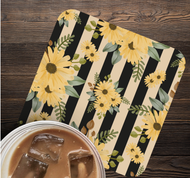 Bases para copos com padrão listrado floral - TenStickers