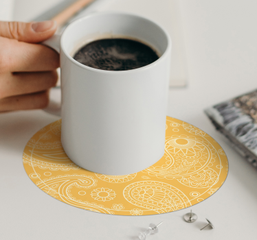 Bases para copos com padrão paisley intricado - TenStickers