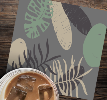 Bases para copos com padrão texturizado de folhas - TenStickers