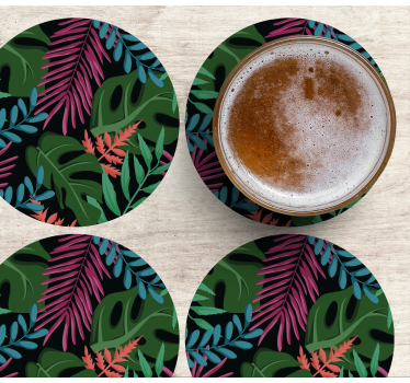 Bases para copos com padrões de folhas tropicais - TenStickers