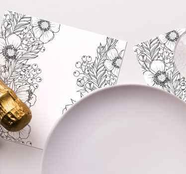 Bases para copos com padrões florais contornados - TenStickers