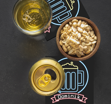 Bases para copos de cerveja Cerveja de neon com nome - TenStickers