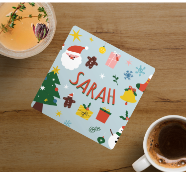 Bases para copos de natal papai noel e presentes - TenStickers