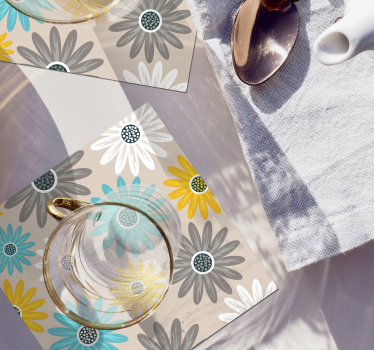 Bases para copos elementos florais vibrantes - TenStickers