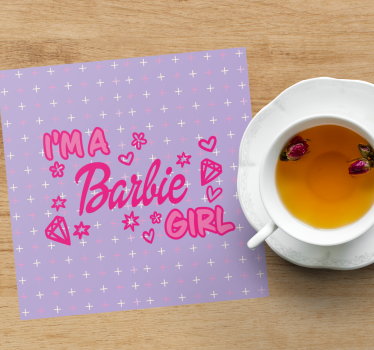 Bases para copos em vinil com frases Citação de sou uma barbie gi - TenStickers