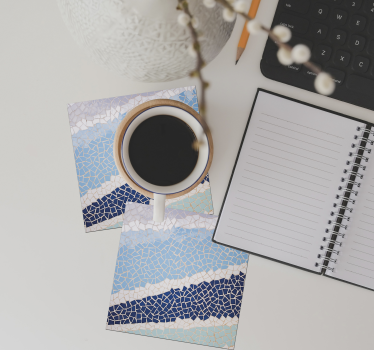 Bases para copos em vinil de azulejos Mosaicos azuis - TenStickers