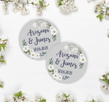 Bases para copos em vinil de casamentos Casamento floral personal - TenStickers