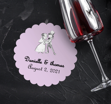 Bases para copos em vinil de casamentos Noivo beijando com coraçõ - TenStickers