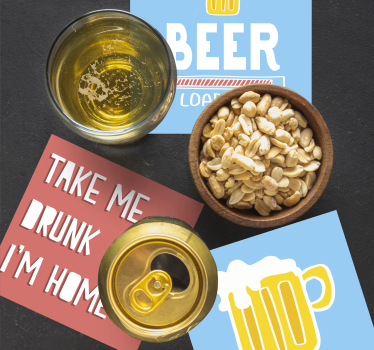 Bases para copos em vinil de cerveja Várias citações de bebida - TenStickers