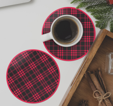 Bases para copos em vinil de natal Padrão tartan de natal - TenStickers