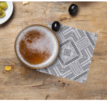 Bases para copos em vinil de texturas Padrão africano preto e bra - TenStickers
