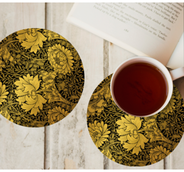 Bases para copos em vinil modernas Folhas douradas - TenStickers