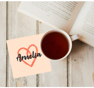 Bases para copos em vinil personalizáveis Coração rosa personaliz - TenStickers