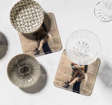 Bases para copos em vinil personalizáveis Foto de casal - TenStickers