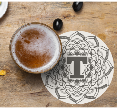 Bases para copos em vinil personalizáveis Mandala inicial - TenStickers