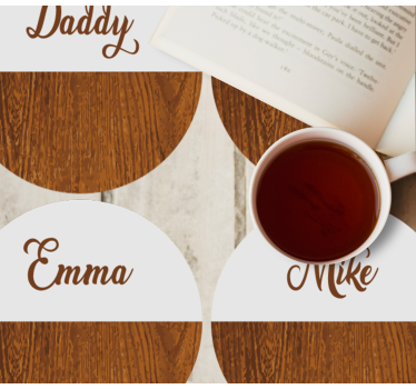 Bases para copos em vinil personalizáveis Mármore de madeira - TenStickers