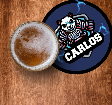 Bases para copos em vinil personalizáveis Panda com nome - TenStickers