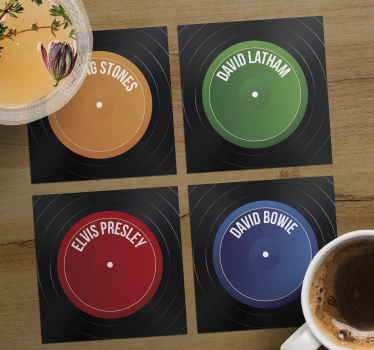 Bases para copos em vinil personalizáveis Recorde vintage - TenStickers