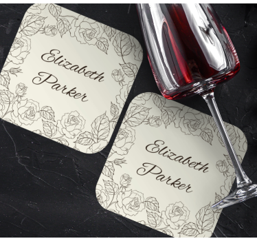 Bases para copos em vinil personalizáveis Rosas vintage - TenStickers