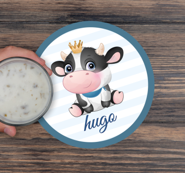 Bases para copos em vinil personalizáveis Vaca fofa para menino c - TenStickers