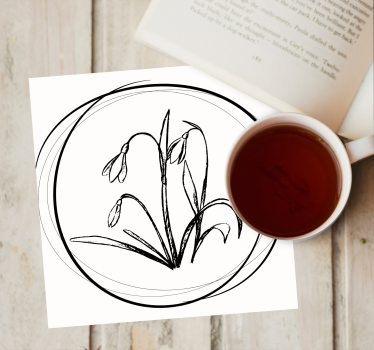 Bases para copos esboço floral elegante - TenStickers