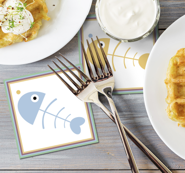 Bases para copos esqueletos de peixes coloridos - TenStickers