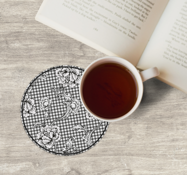 Bases para copos estampa xadrez floral - TenStickers