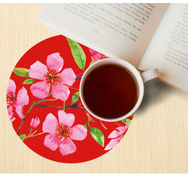 Bases para copos florais em rosa florido - TenStickers