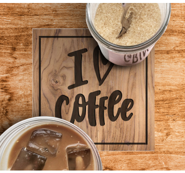 Bases para copos frase amor por café em madeira - TenStickers