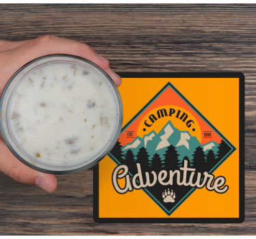 Bases para copos frase aventura de camping - TenStickers