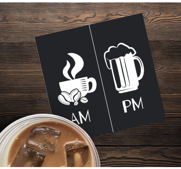 Bases para copos frase café da manhã cerveja à noite - TenStickers