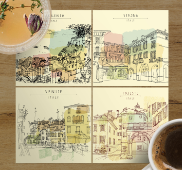 Bases para copos frase paisagens urbanas italianas - TenStickers