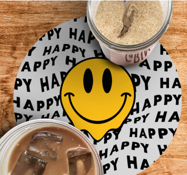 Bases para copos frase rosto sorridente com alegria - TenStickers