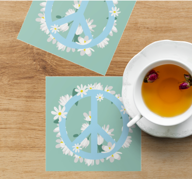 Bases para copos frase símbolo da paz com margaridas - TenStickers