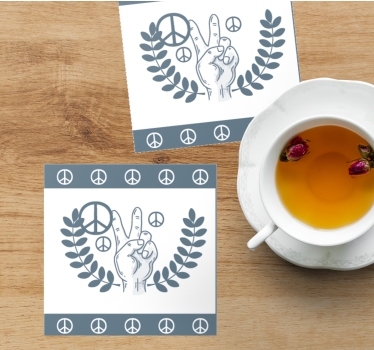 Bases para copos frase símbolo da paz e vitória - TenStickers