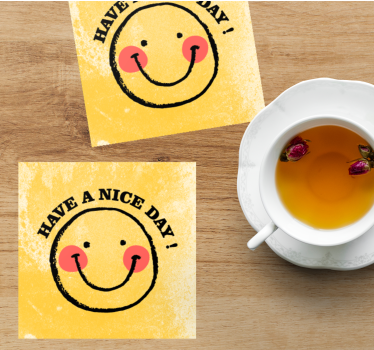 Bases para copos frase sorriso alegre com saudação - TenStickers
