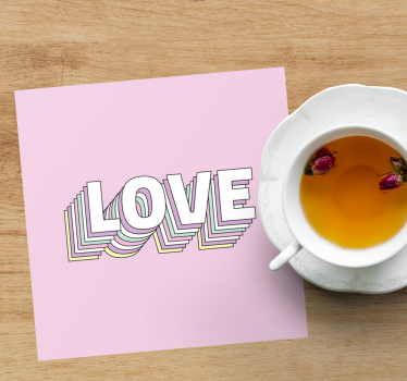 Bases para copos frase tipografia de amor rosa e branco - TenStickers