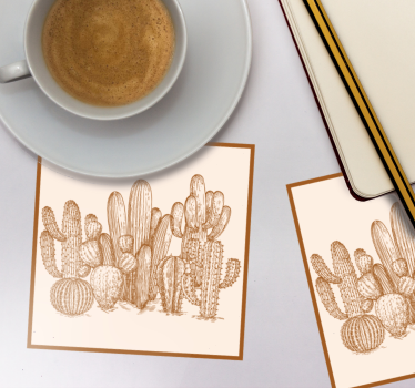 Bases para copos ilustração de variedades de cactos - TenStickers