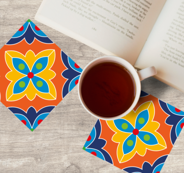 Bases para copos ilustração floral vibrante - TenStickers