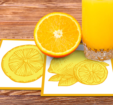 Bases para copos ilustrações de frutas cítricas - TenStickers