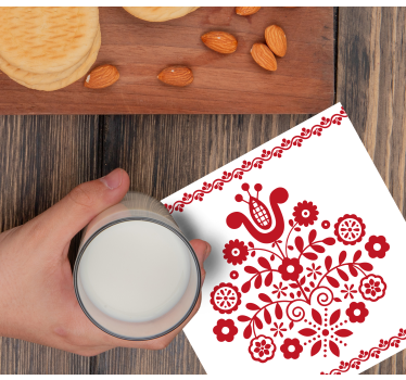 Bases para copos motivo floral folk - TenStickers