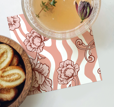 Bases para copos padrão de onda floral - TenStickers