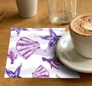 Bases para copos padrões de conchas costeiras - TenStickers
