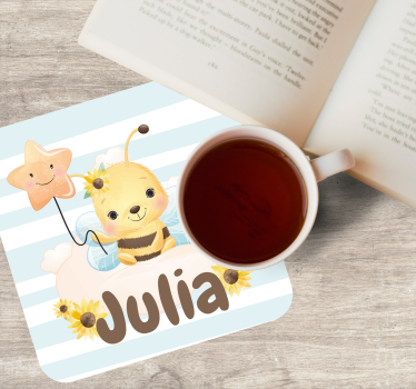 Bases para copos personalizáveis abelha fofa com estrela - TenStickers