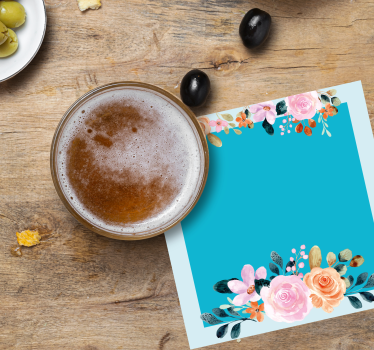 Bases para copos personalizáveis acento floral retangular - TenStickers