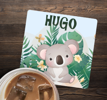Bases para copos personalizáveis com arte de coala adorável - TenStickers