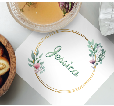 Bases para copos personalizáveis com nome floral - TenStickers